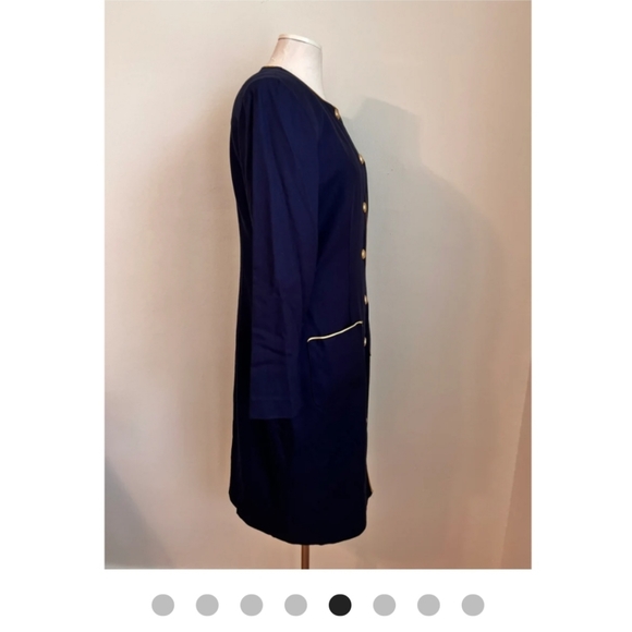 80s/90s M/L Julian Taylor Navy Dress - Picture 5 of 7
